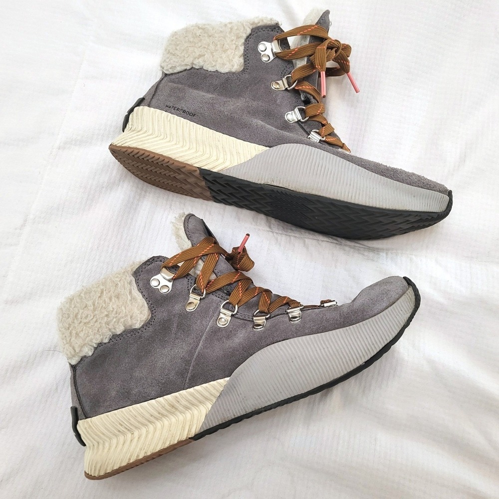 Sorel Out 'N About III Quarry Gray Conquest Suede Waterproof Faux Fur Boots 9.5 - Picture 5 of 11